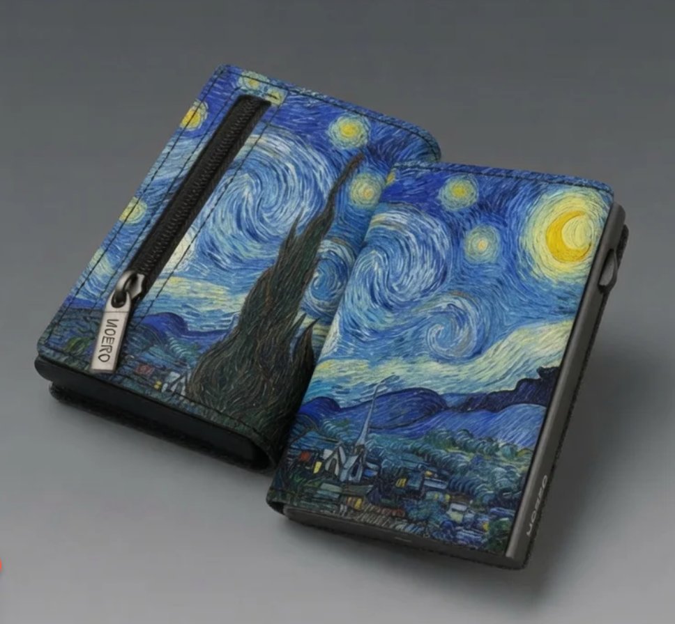 portafoglio moero pro zip limited edition notte stellata van gogh vera pelle saffiano 3.webp