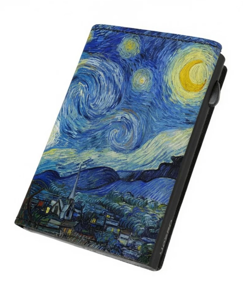portafoglio moero pro zip limited edition notte stellata van gogh vera pelle saffiano.webp