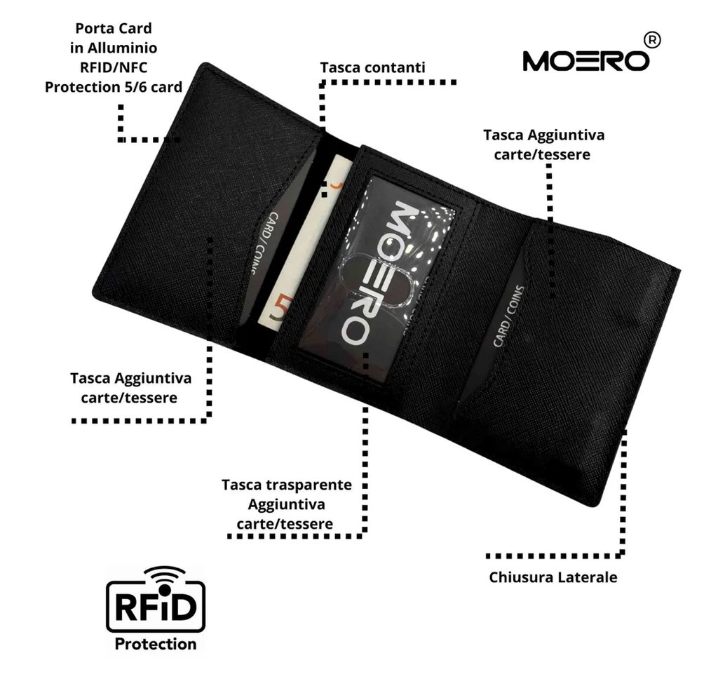Portafoglio MOERO PRO PLUS 4.0 saffiano black - 3