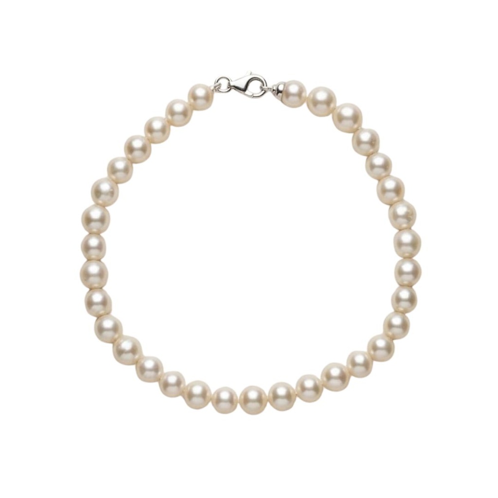 Bracciale perle naturali oro bianco 18 carati