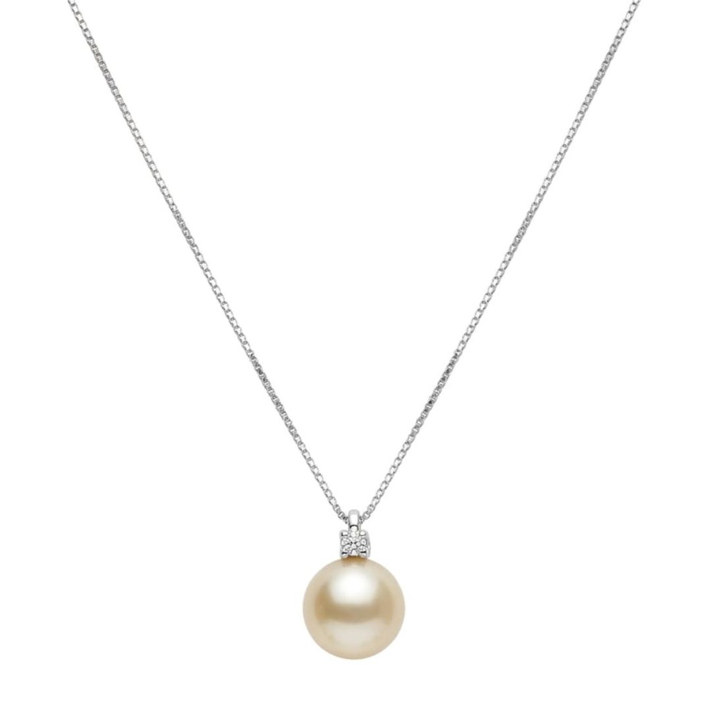 Pendente perla naturale e diamante oro bianco 18 carati
