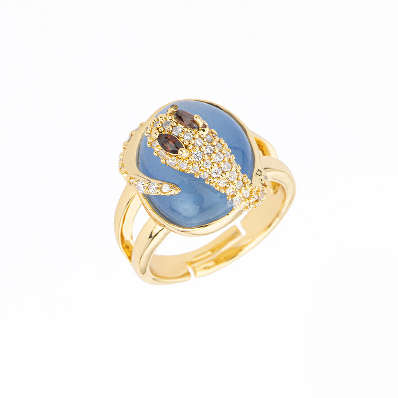 [AN41672-KD27] Anello donna Barbieri Creazioni Snake cat eye blu oro