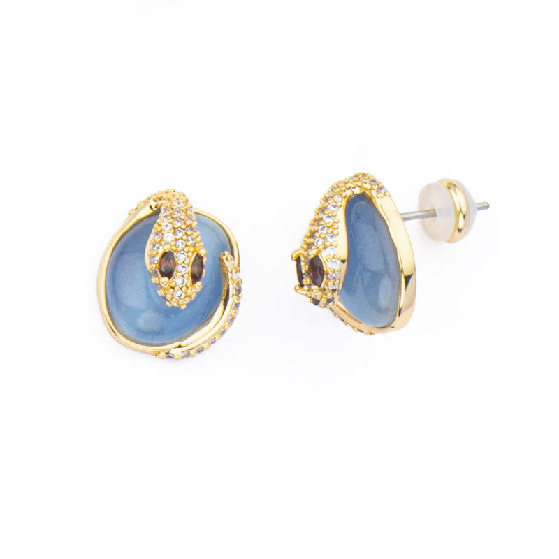 [OR41674-KD27] Orecchini donna Barbieri Creazioni Snake lobo cat eye blu oro
