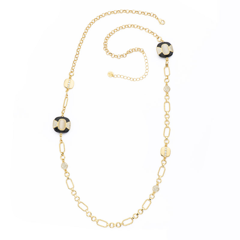 [CO41698-BL10] Collana donna Barbieri Creazioni Golden Years lunga nero