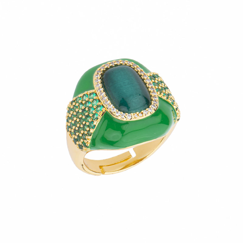[AN41703-BL36] Anello donna Barbieri Creazioni Golden Years carrè smeraldo