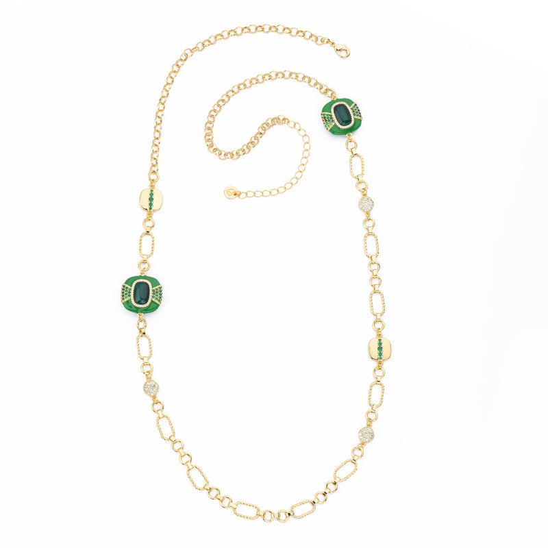 [CO41698-BL36] Collana donna Barbieri Creazioni Golden Years lunga smeraldo