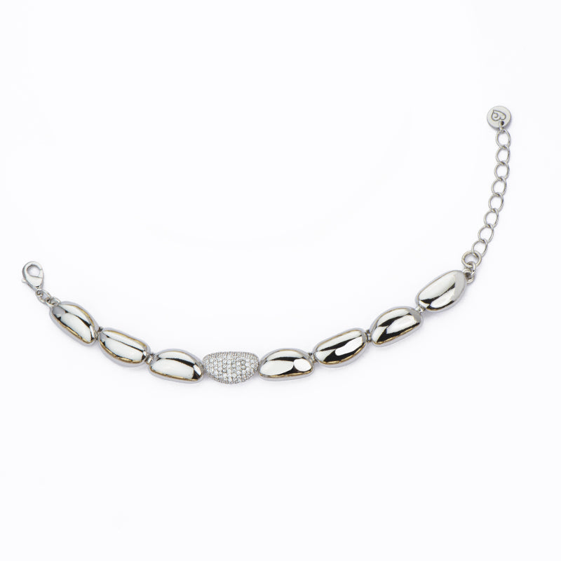 [BL41462-XR06] Bracciale donna Barbieri Creazioni Pebble beads rodio
