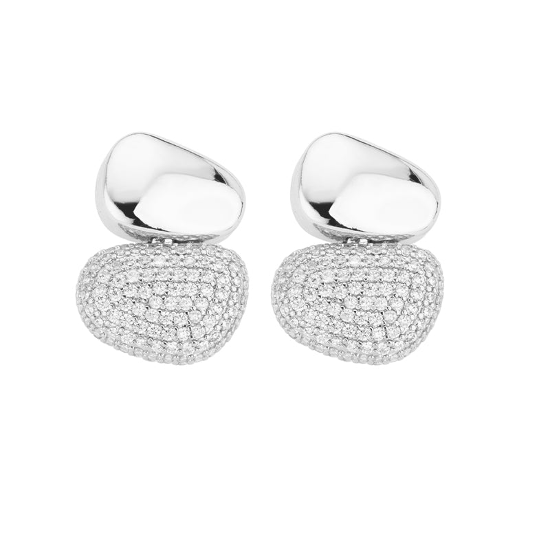 [OR41466-XR06] Orecchini donna Barbieri Creazioni Pebble pendenti rodio