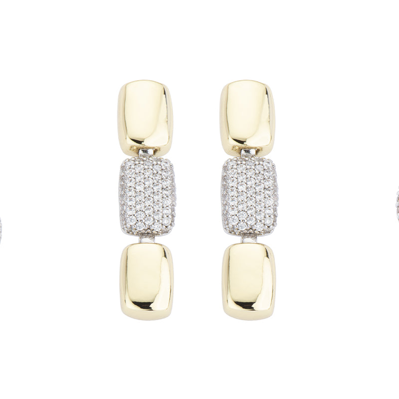 [OR41468-XD50] Orecchini donna Barbieri Creazioni Rectangle tris oro