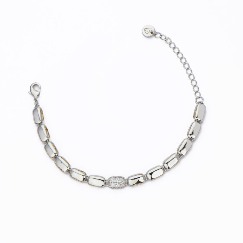 [BL41463-XR06] Bracciale donna Barbieri Creazioni Rectangle beads rodio