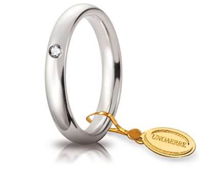 [035AFC001001001075004] Fede nuziale Unoaerre Comoda 3,5 mm oro bianco con diamante