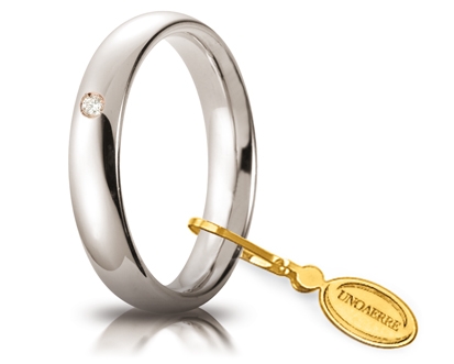 [040AFC001001001075004] Fede nuziale Unoaerre Comoda 4 mm oro bianco con diamante