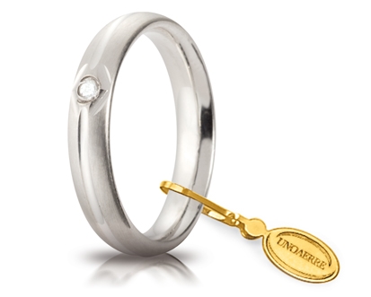 [040AFC001011001075004] Fede nuziale Unoaerre Comoda 4 mm oro bianco satinata con diamante
