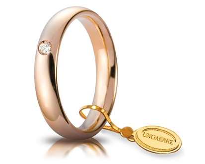 [040AFC001001501075018] Fede nuziale Unoaerre Comoda 4 mm oro rosa con diamante