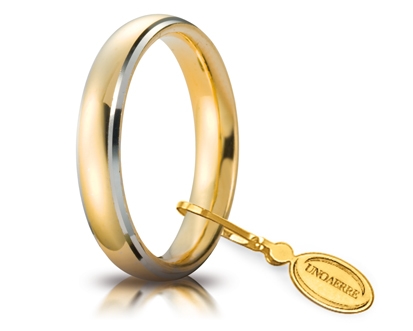 [040AFC001010001075037] Fede nuziale Unoaerre Comoda 4 mm oro giallo con bordi rodiati