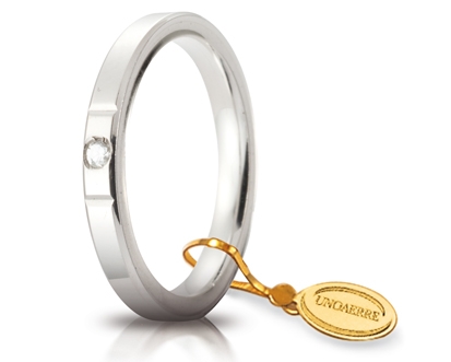 [025AFC002001001075004] Fede nuziale Unoaerre Cerchi di Luce 2,5 mm oro bianco con diamante