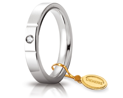 [035AFC002001001075004] Fede nuziale Unoaerre Cerchi di Luce 3,5 mm oro bianco con diamante
