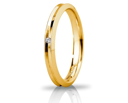 [030AFC278001001075001] Fede nuziale Unoaerre Brillanti Promesse Corona Slim 3 mm oro giallo con diamante