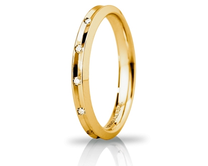 [030AFC278008001075001] Fede nuziale Unoaerre Brillanti Promesse Corona Slim 3 mm oro giallo con 8 diamanti