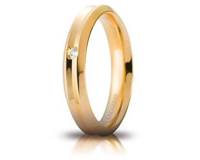 [040AFC278001001075001] Fede nuziale Unoaerre Brillanti Promesse Corona 4 mm oro giallo con diamante