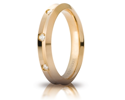 [040AFC278008001075001] Fede nuziale Unoaerre Brillanti Promesse Corona 4 mm oro giallo con 8 diamanti