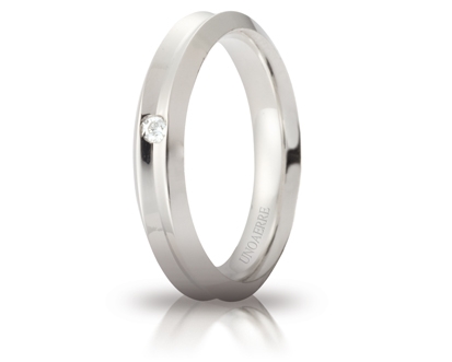 [040AFC278001001075004] Fede nuziale Unoaerre Brillanti Promesse Corona 4 mm oro bianco con diamante