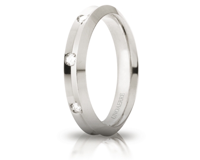 [040AFC278008001075004] Fede nuziale Unoaerre Brillanti Promesse Corona 4 mm oro bianco con 8 diamanti