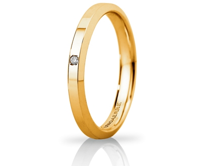 [030AFC280001001075001] Fede nuziale Unoaerre Brillanti Promesse Hydra Slim 3 mm oro giallo con diamante