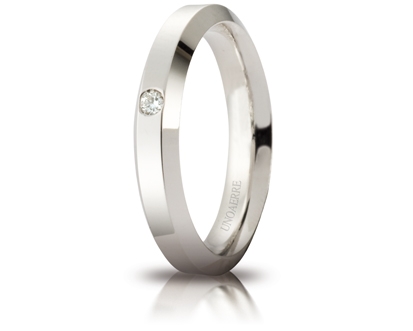 [040AFC280001001075004] Fede nuziale Unoaerre Brillanti Promesse Hydra 4 mm oro bianco con diamante