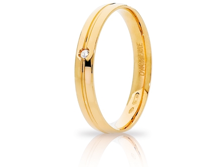 [034AFC289001001075001] Fede nuziale Unoaerre Brillanti Promesse Lyra 3,4 mm oro giallo con diamante