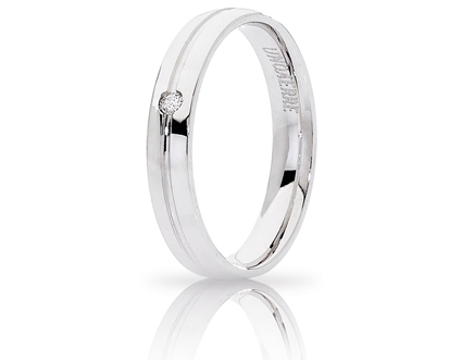 [034AFC289001001075004] Fede nuziale Unoaerre Brillanti Promesse Lyra 3,4 mm oro bianco con diamante