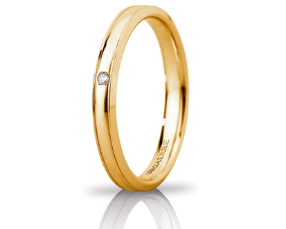 [030AFC279001001075001] Fede nuziale Unoaerre Brillanti Promesse Orion Slim 3 mm oro giallo con diamante
