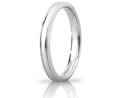 [030AFC279000001075004] Fede nuziale Unoaerre Brillanti Promesse Orion Slim 3 mm oro bianco