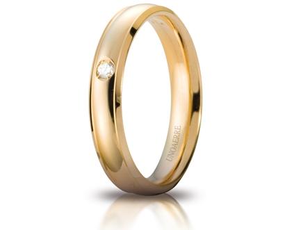 [040AFC279001001075001] Fede nuziale Unoaerre Brillanti Promesse Orion 4 mm oro giallo con diamante
