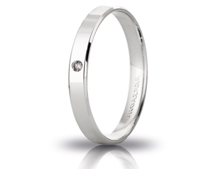 [030AC 287001001075004] Fedina di fidanzamento Unoaerre Gelsomino 3 mm oro bianco con diamante