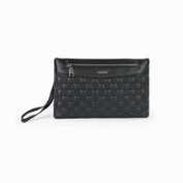 [BS41544-IO10] Pochette Barbieri Creazioni in pelle nera a scacchi con polsiera