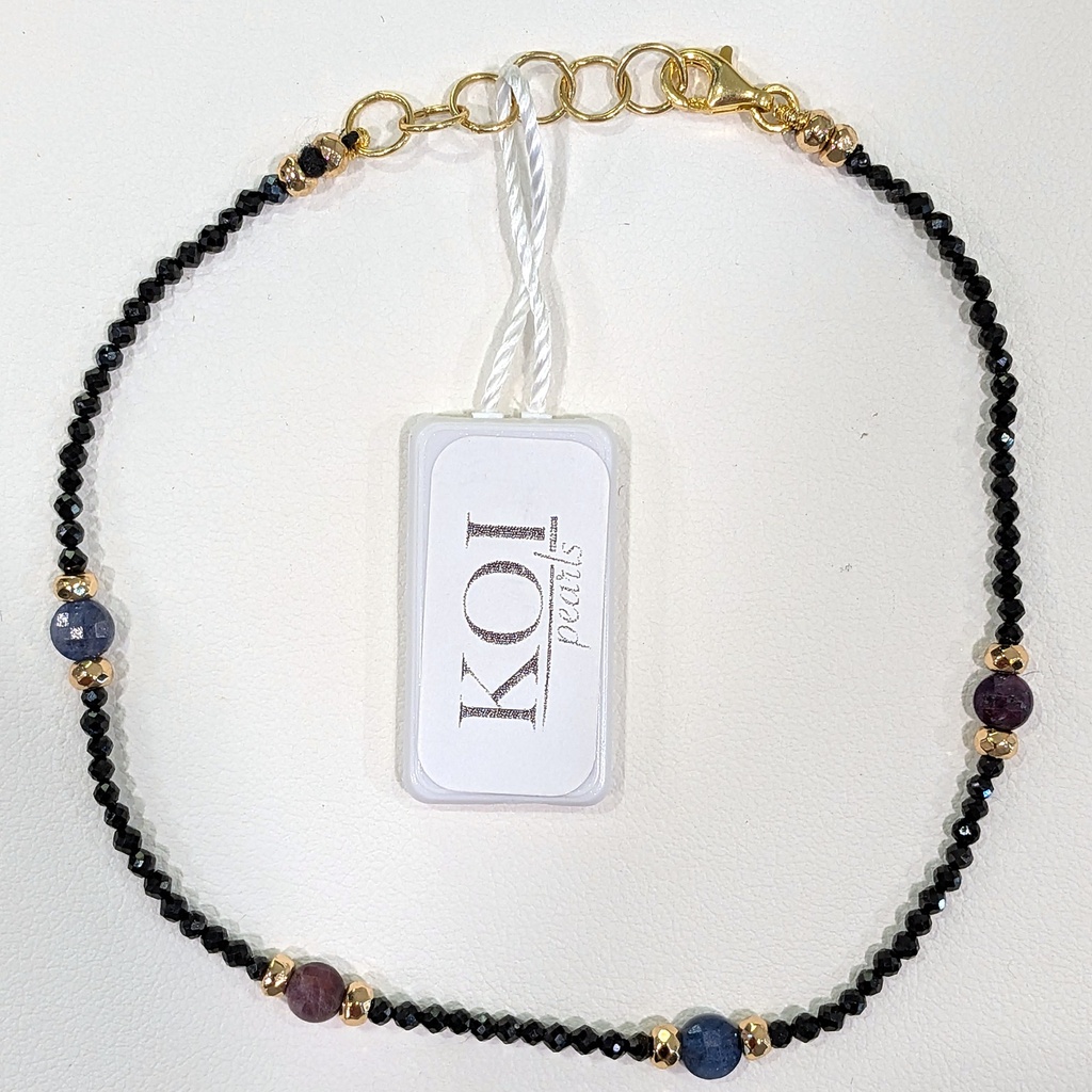 [BRKOI03M ZAFF] Bracciale uomo Koi Pearls in argento 925 dorato con spinelli neri e pietre dure