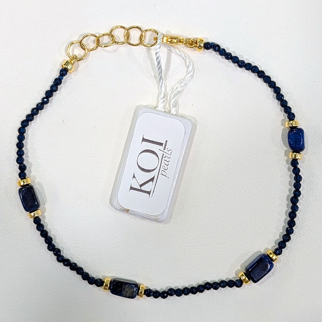 [BRKOI03M BL] Bracciale uomo Koi Pearls in argento 925 dorato con spinelli blu e pietre dure