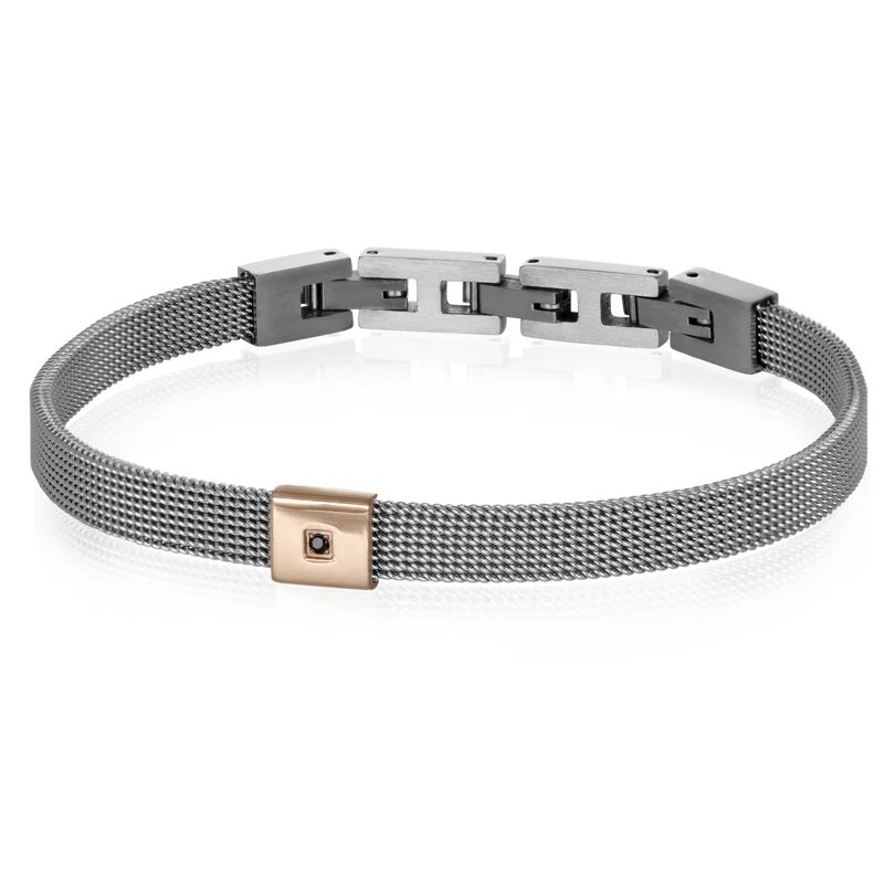 [BACM0906#SP] Bracciale uomo acciaio maglia milano Solar Goyate