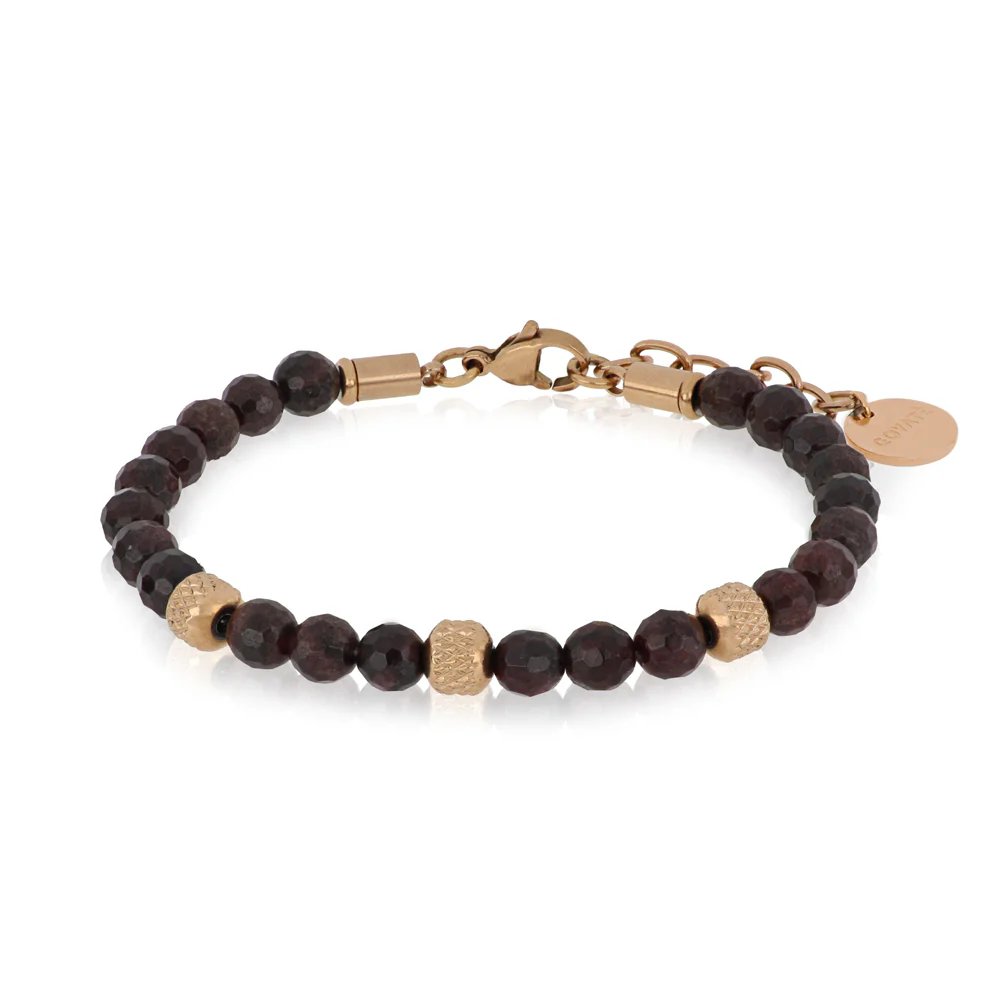 [BACM0886#PBR] Bracciale uomo acciaio e granato Kairos Goyate