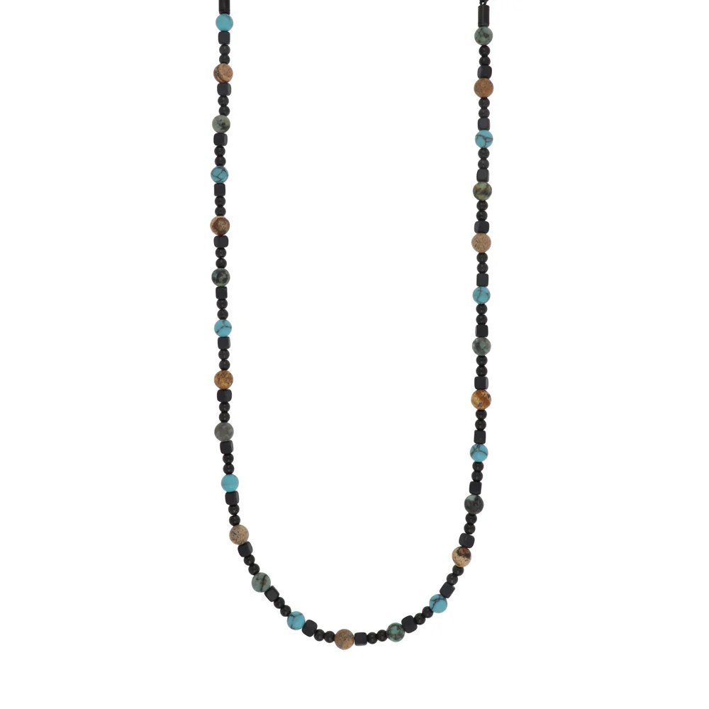 [CACM0087#BML] Collana uomo acciaio pietre dure Zephyr Goyate