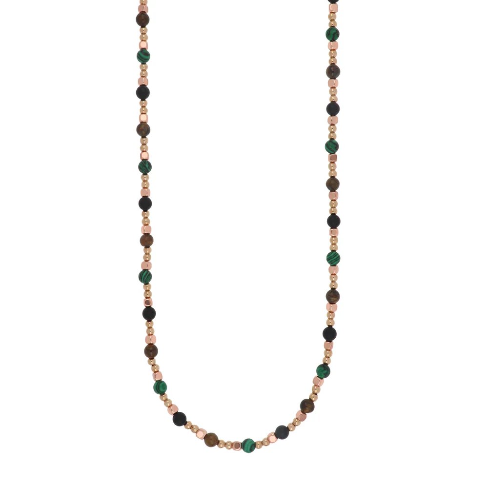 [CACM0087#PML] Collana uomo acciaio pietre dure Zephyr Goyate