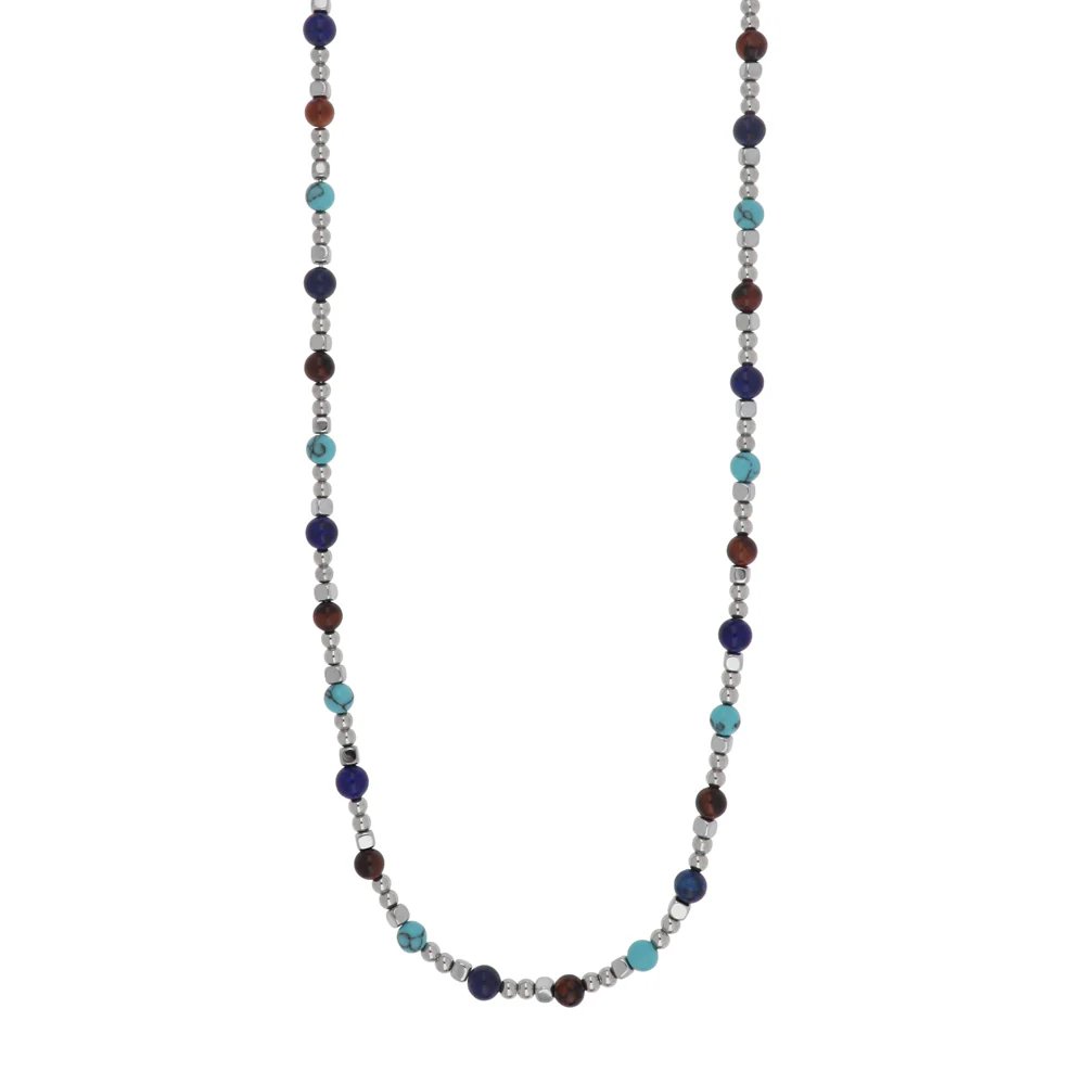 [CACM0087#SML] Collana uomo acciaio pietre dure Zephyr Goyate