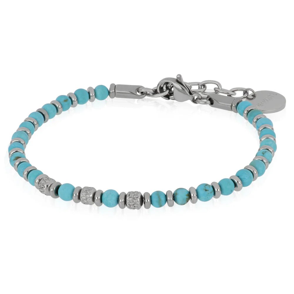 [BACM0884#ST] Bracciale uomo acciaio aulite turchese Elion Goyate