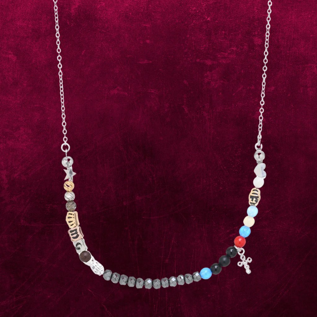 [AGI 1000/B-ZBlu uomo-1] Collana IESUS Agios gioielli croce zirconi bianchi