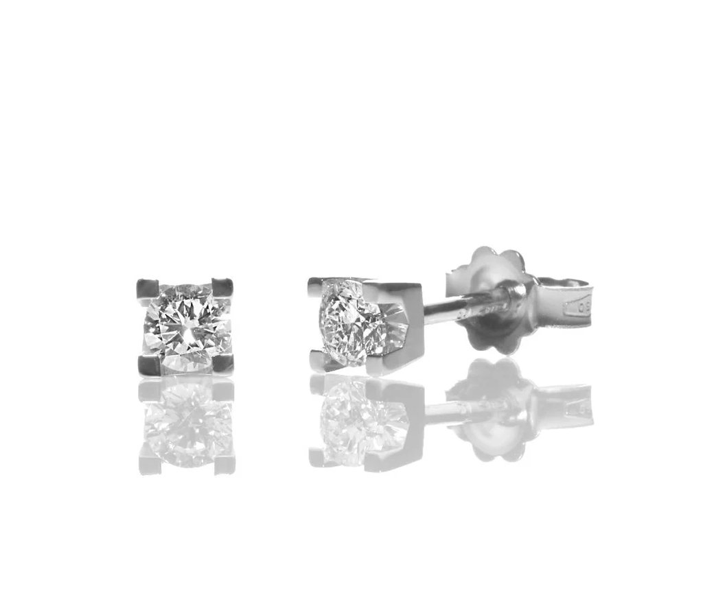 Orecchini punto luce oro bianco 18 Carati diamante naturale Promesse