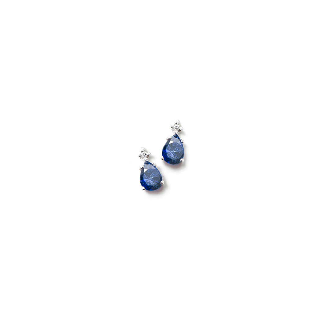 [MP77-535#ZB] Orecchini zaffiro blu e diamanti oro bianco 18 carati