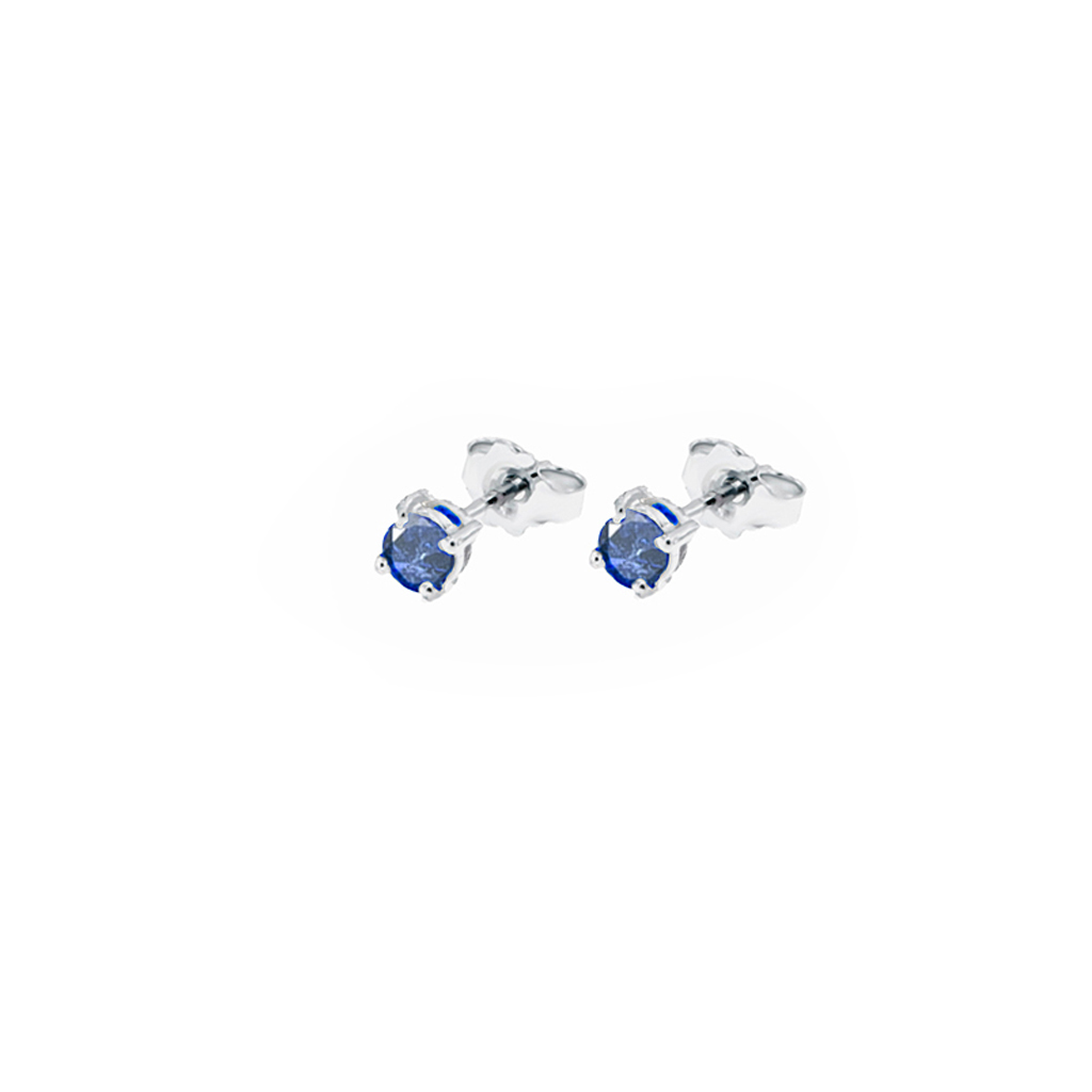 [85-199#ZB] Orecchini punto luce zaffiro blu oro bianco 18 carati
