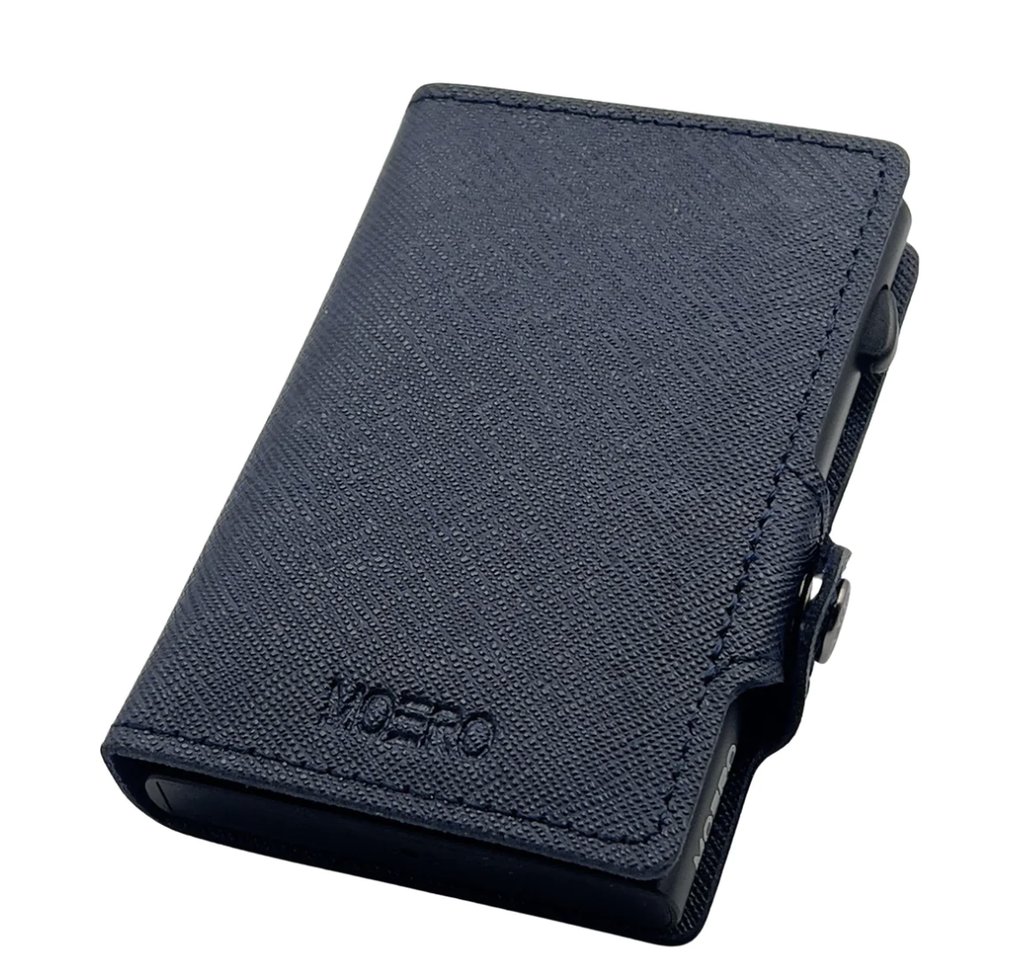 [safblublack] Portafoglio MOERO saffiano blue navy zip 4.0 (Black)