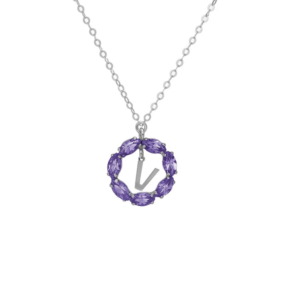 [A4229-VHG] Collana in argento lettera V Victoria Cruz